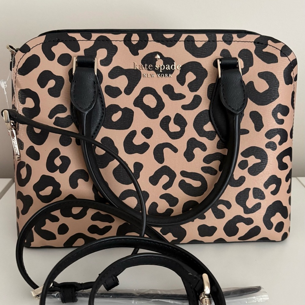 Kate Spade Black and Tan Leopard Darcy Satchel